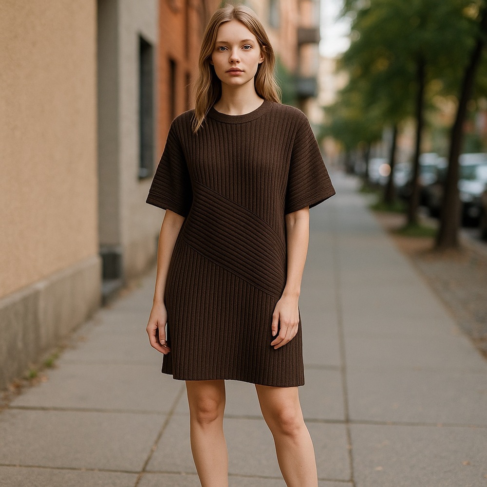 NWOT Astr the Label Dolman Ribbed Sweater Dress Dark Olive Green Oversized
